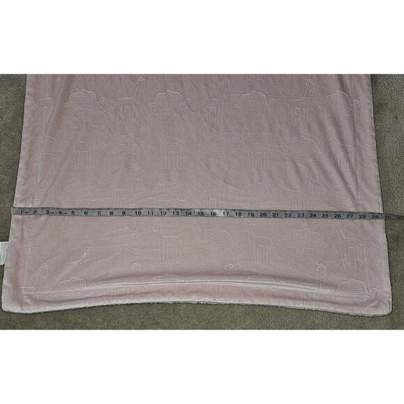 RN 119741 Solid Pink Baby Blanket Fleece Embossed Animal Safari Elephant Giraffe - Picture 6 of 8